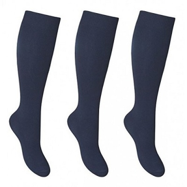 NAVY KNEE HIGH SOCKS X 3, Langley Park School for Girls, Tights and Socks, Uniform B