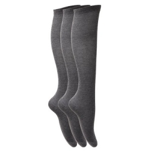 KNEE HIGH GREY SOCKS X 3, Uniform B YR 7-11