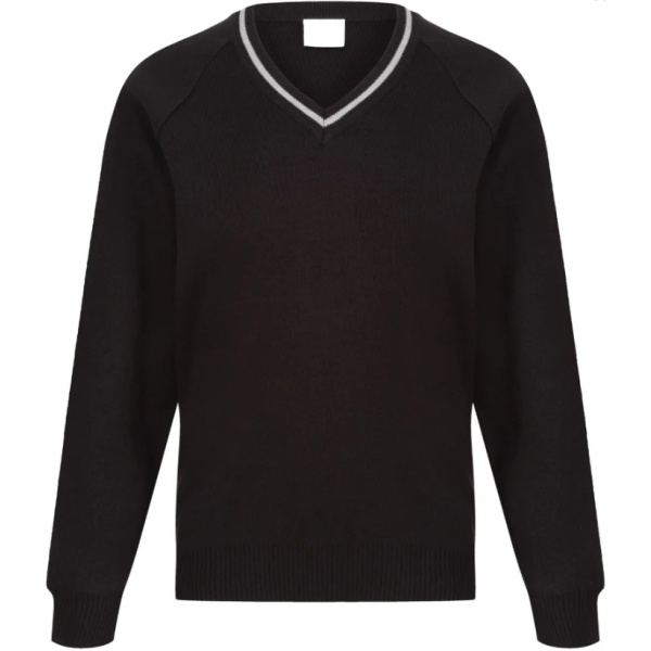BLACK JUMPER WITH STRIPE, Uniform YR7-10 GIRLS, Uniform YR7-10 BOYS